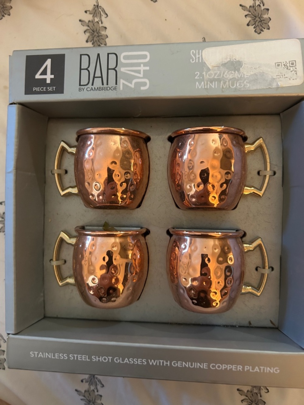 Bar 340 Copper-Plated Hammered Mini Mugs - Set of 4